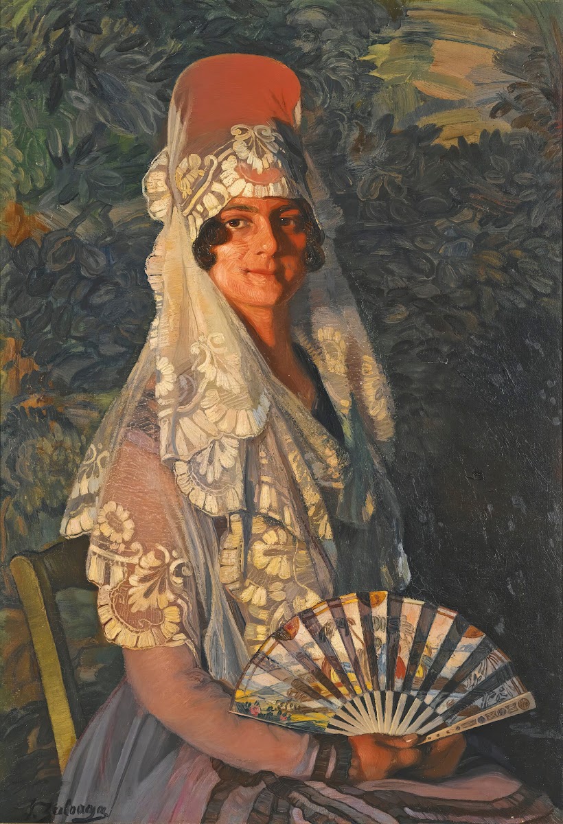 Damacon mantilla y abanico lady with mantilla and fan