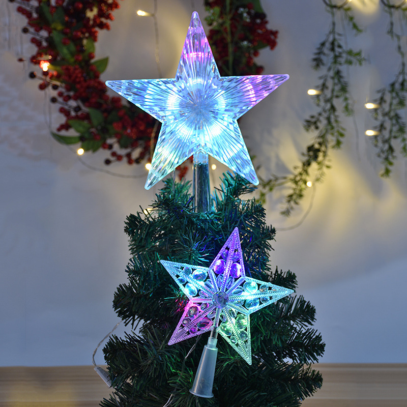 Transparent LED Christmas tree top star made of acrylic