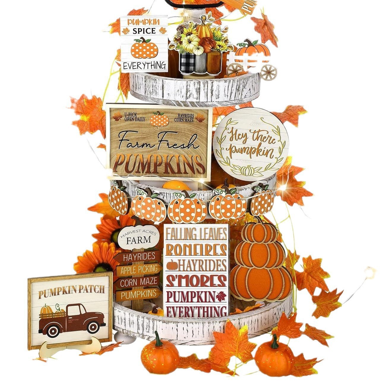 Wooden decorative tray, multi-tiered