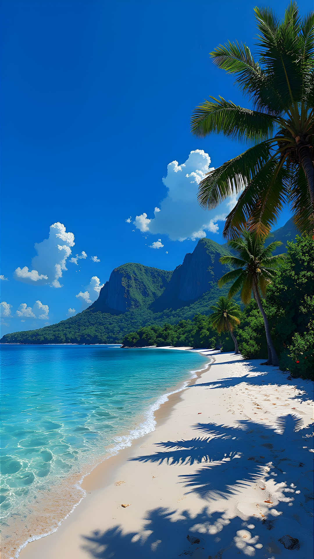 Idyllic Tropical Beach White Sand Turquoise Ocean - Free 4K mobile Wallpaper