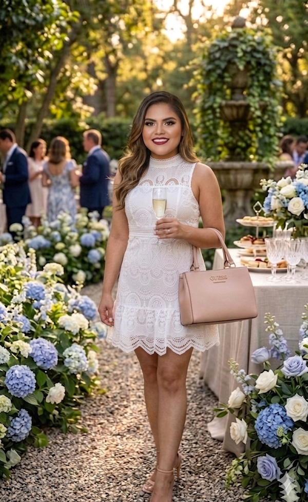 Vestido Corto en Encaje Blanco
