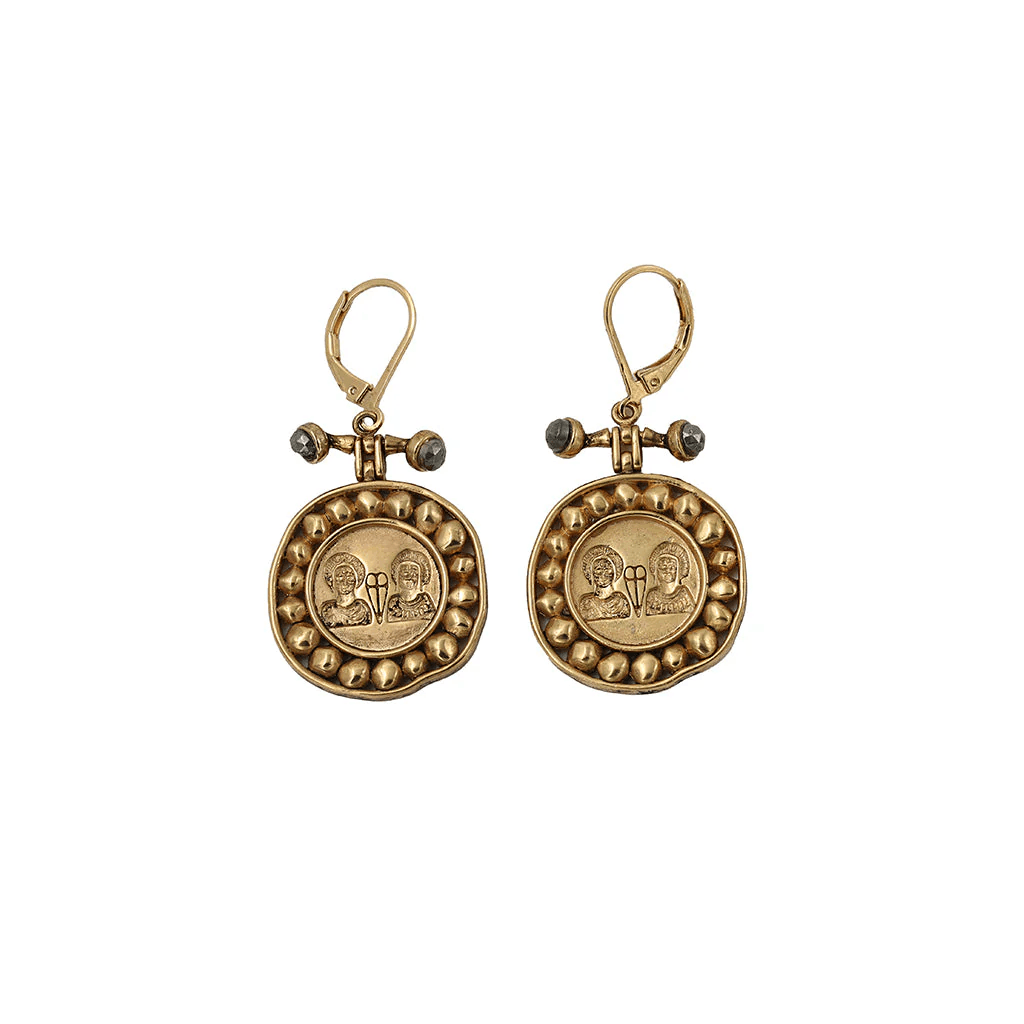 Серьги медальоны LOVERS GOLD