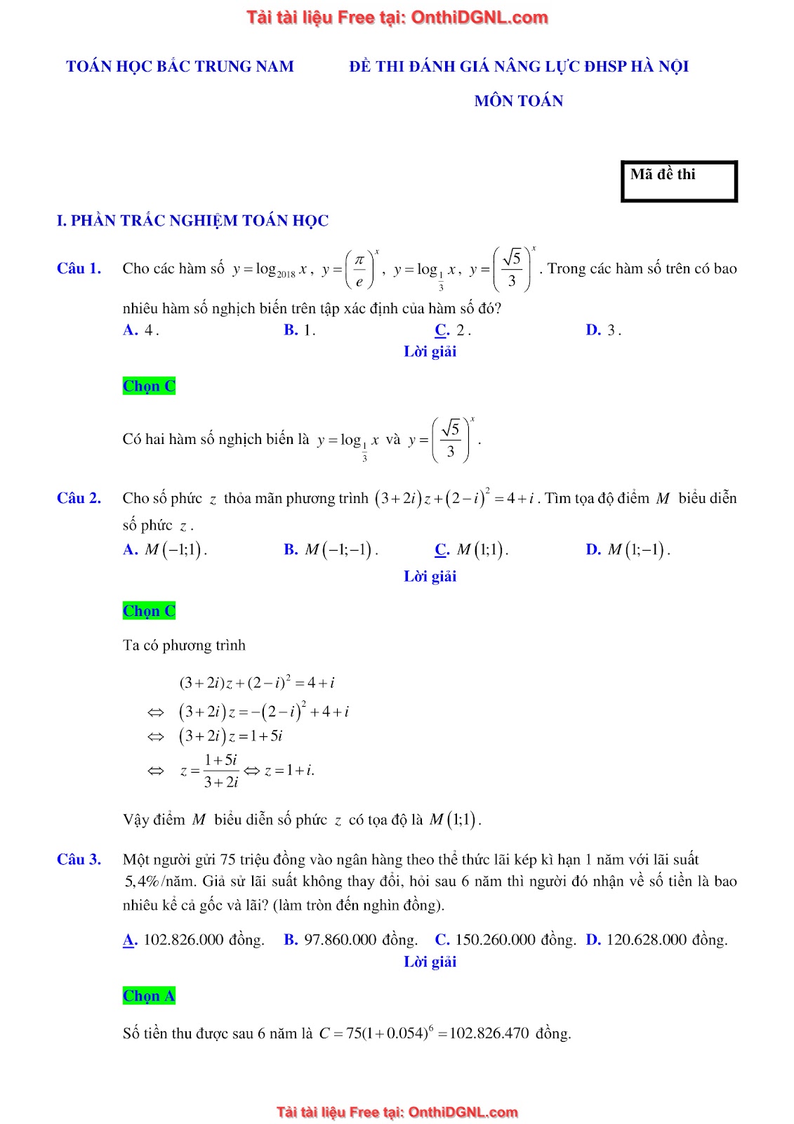 16 Đề ôn DGNL Sư Phạm HN môn toán - có đáp án