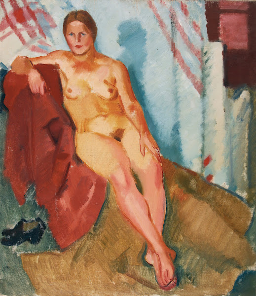 Model On A Red Textile