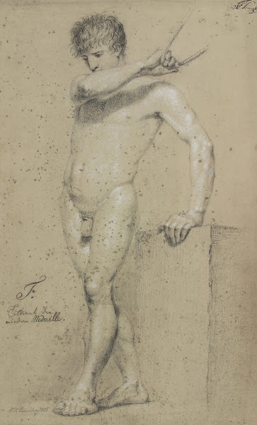 Mandlig stående model profil til venstre 1805