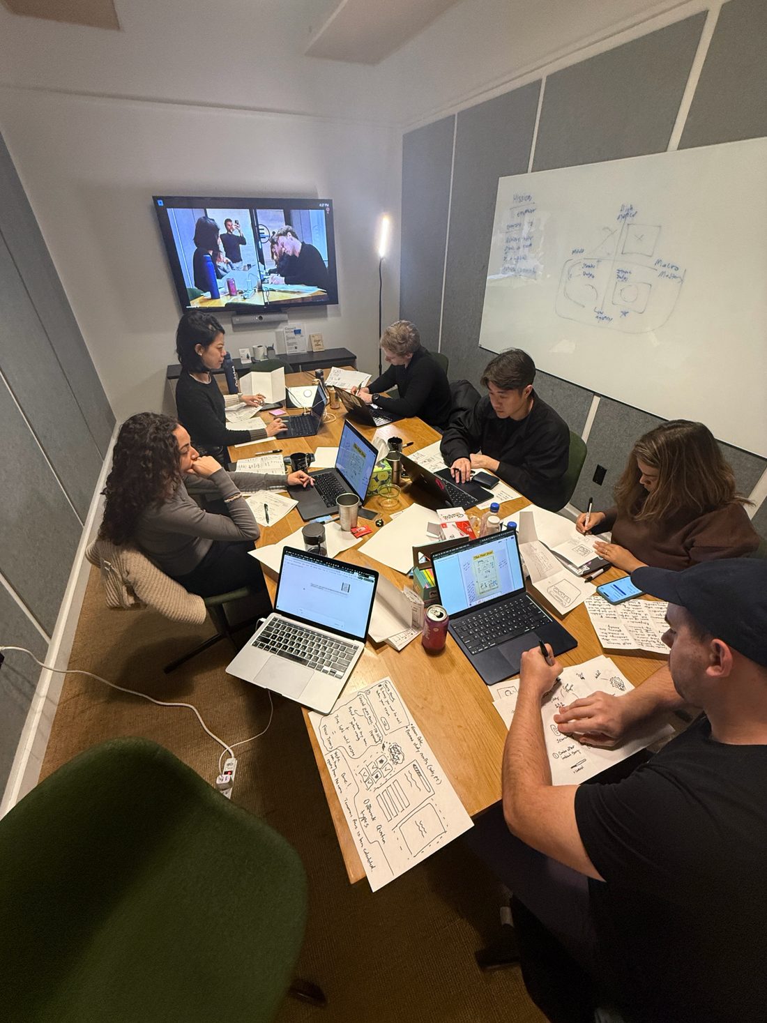Sprint team sketching in the room on Day 1