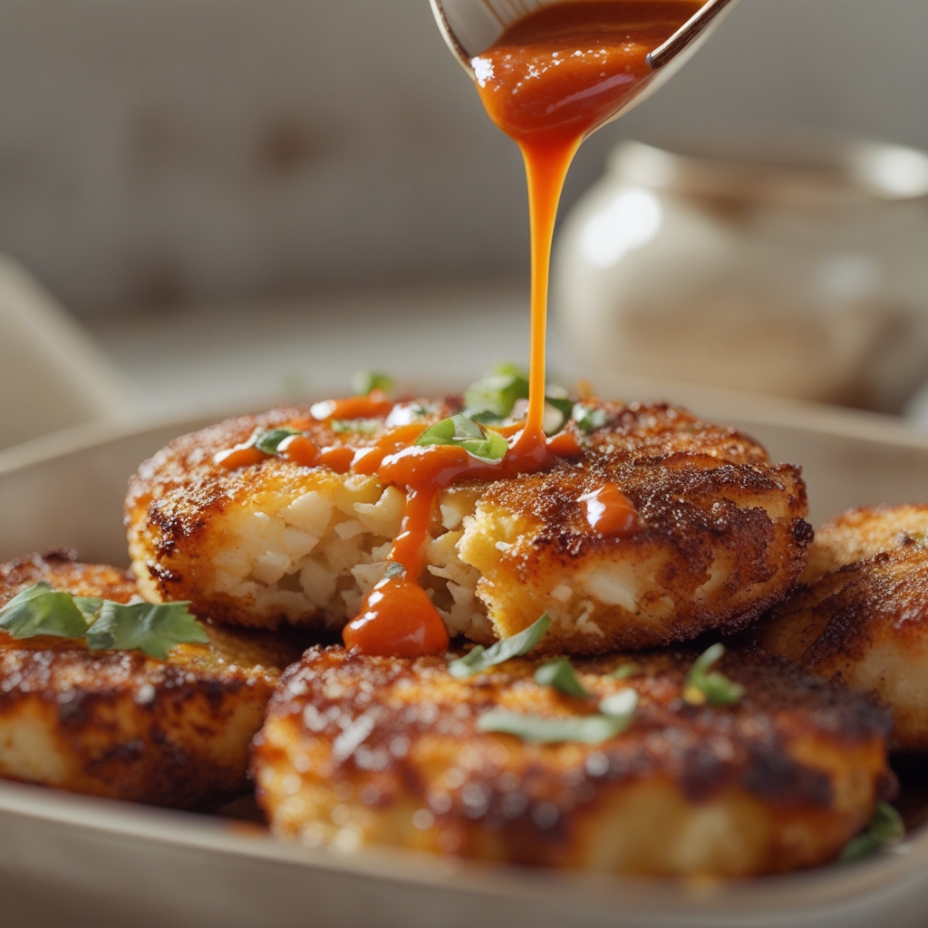 Crispy Baked Cod Cakes with Sriracha Mayo