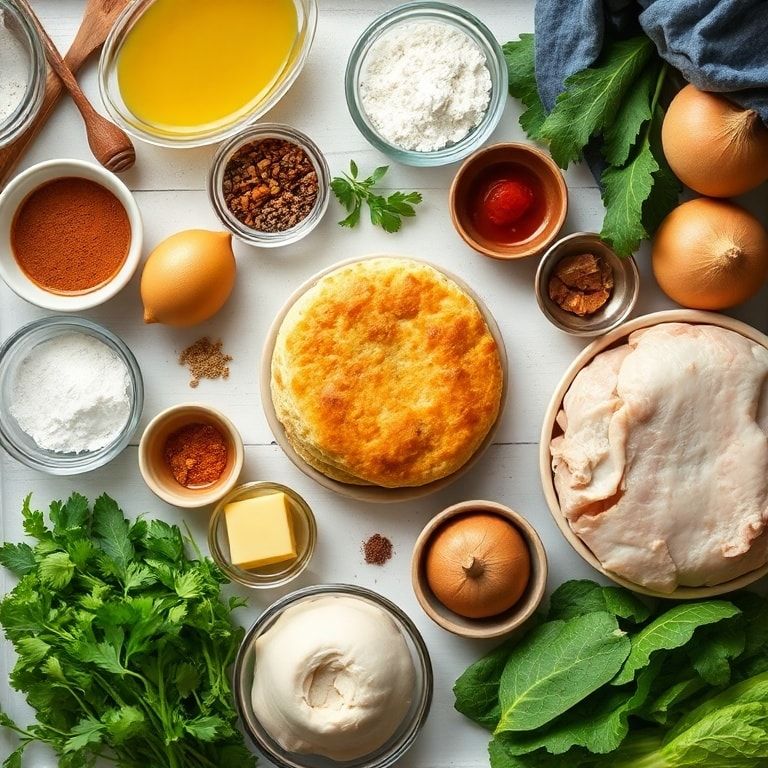 Ingredients for Irresistible Breakfast Pot Pie with Honey Butter Biscuit Topping – Easy Homemade Comfort