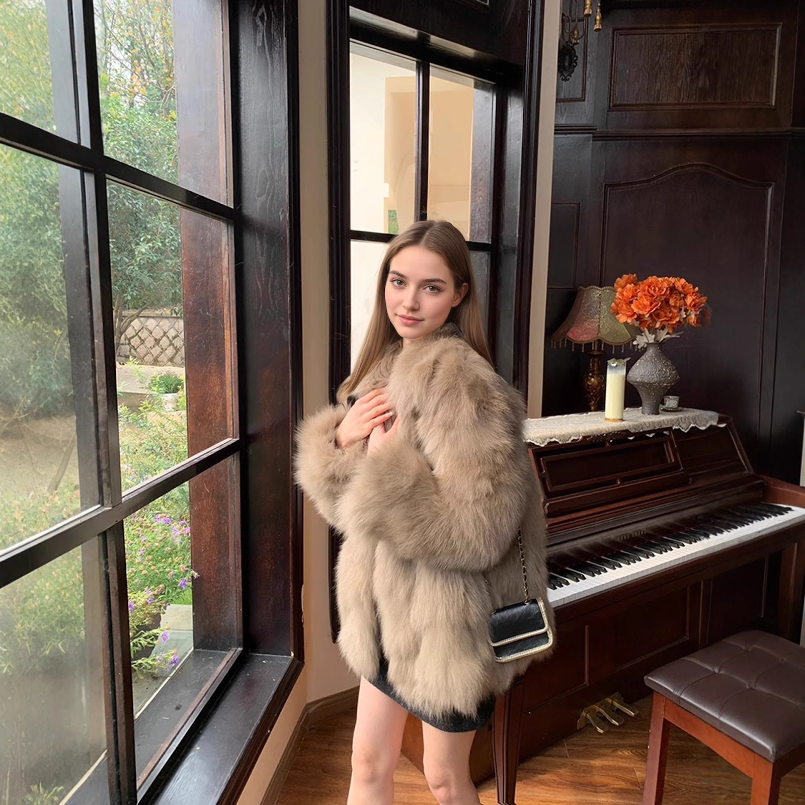 Women's Faux Fur Coat in Mid Length