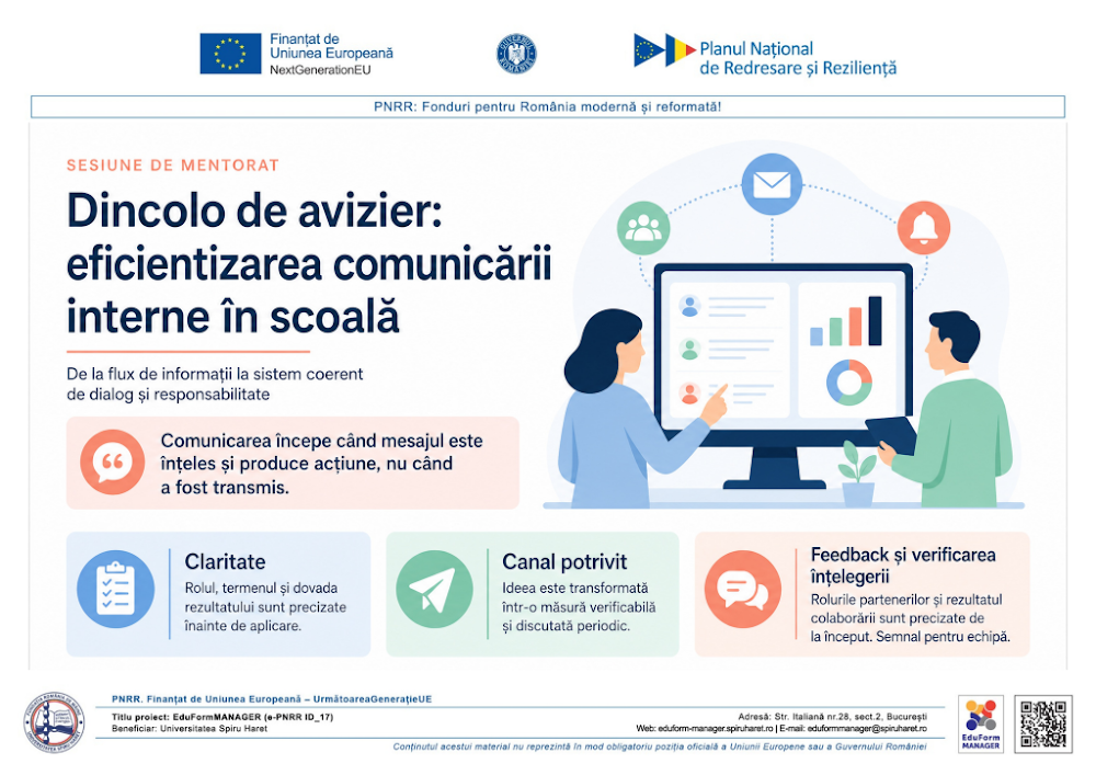 Coperta ghidului Dincolo de avizier - eficientizarea comunicării interne în scoală