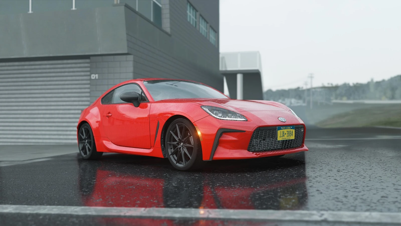 Red Toyota GR86 On Track - Automotive Digital Art 8K Wallpaper (7680x4320)