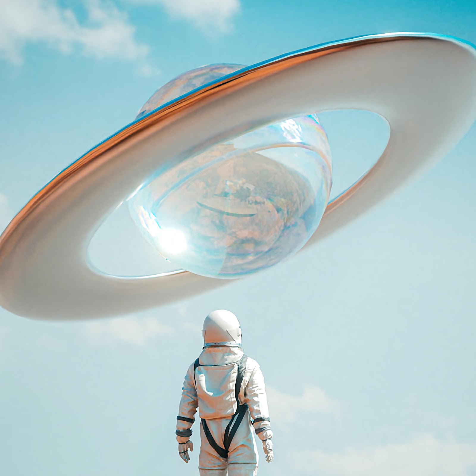 Download Astronaut Under A Ringed Planet 5K iPhone