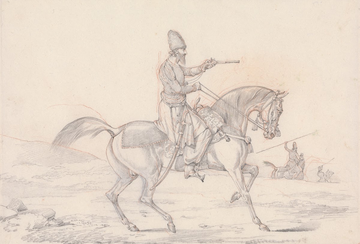 Scraps no 34 Mounted Mameluke Pointing a Pistol 1823