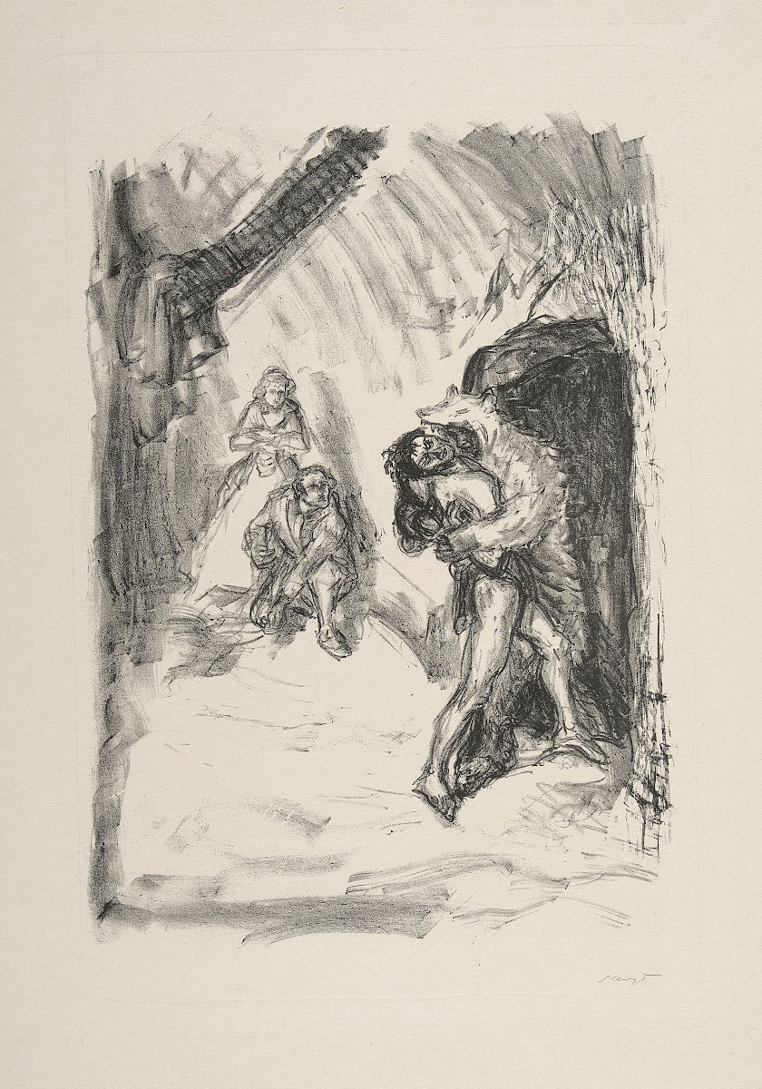 Hawkeye dressed up as a bear fighting with Magua 1908
