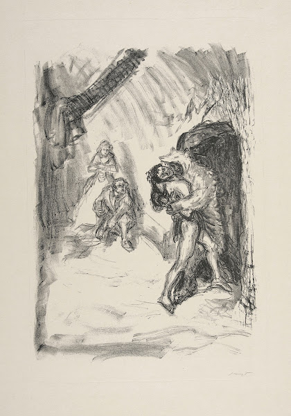 Hawkeye dressed up as a bear fighting with Magua 1908
