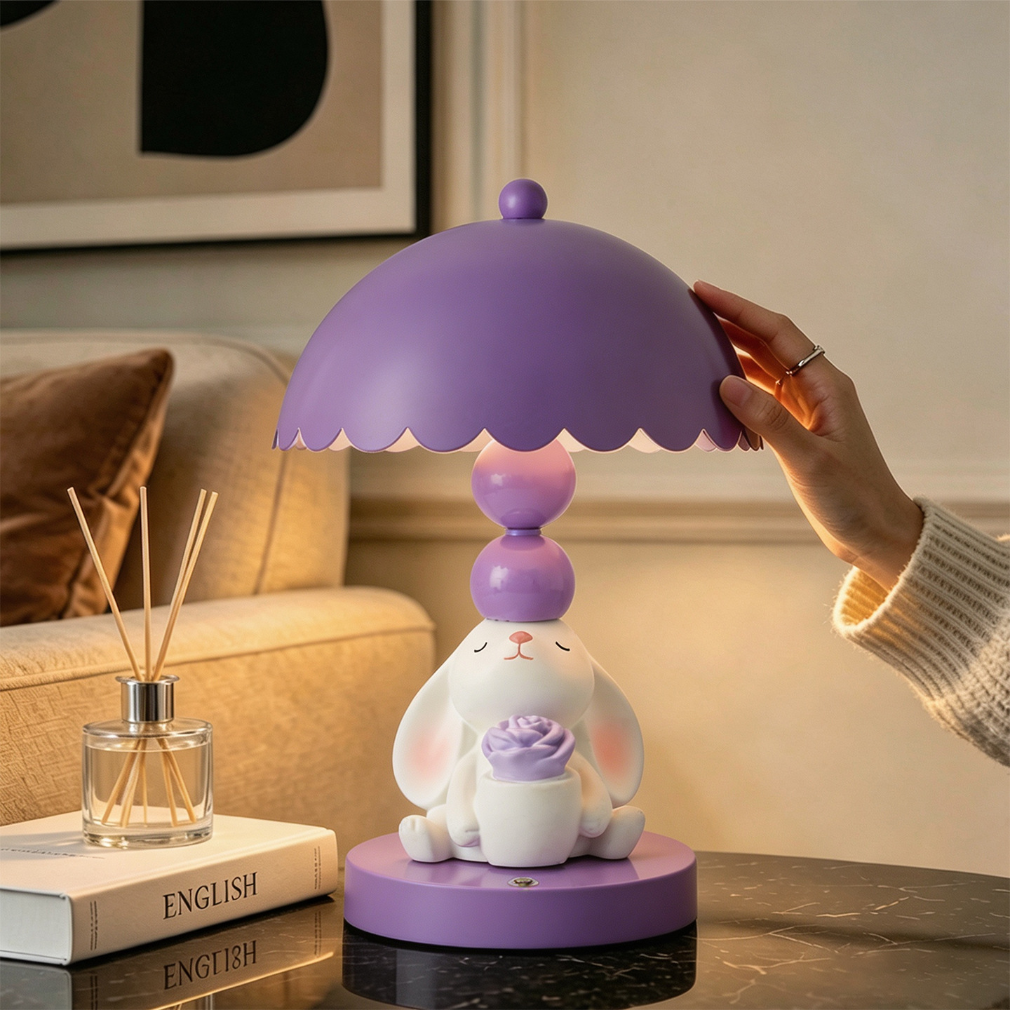 Hanging Ears Rabbit Table Lamp, Cartoon Design