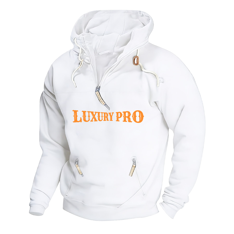 2D three-zippered hooded sweatshirt