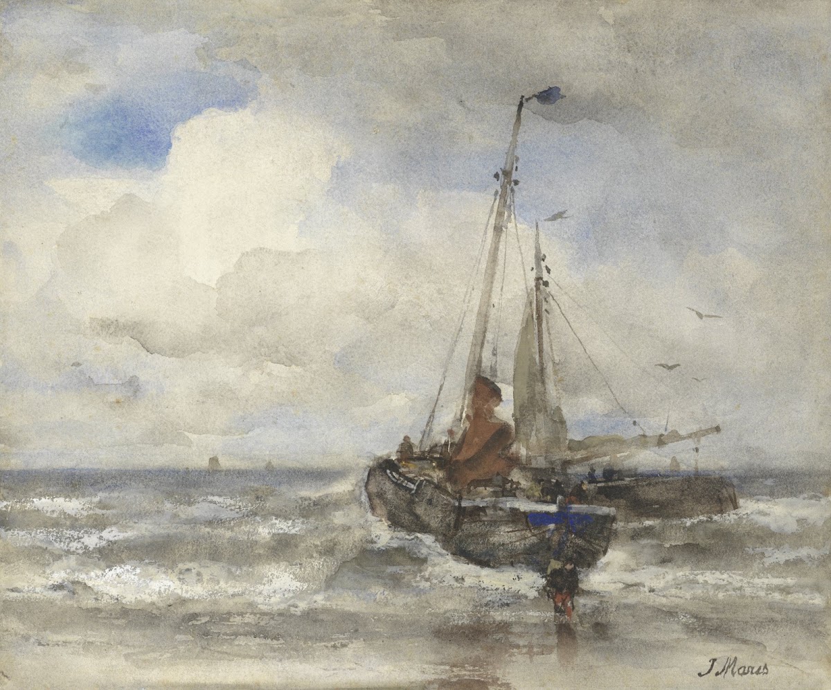 Twee vissersschepen bij het strand 1847   1899