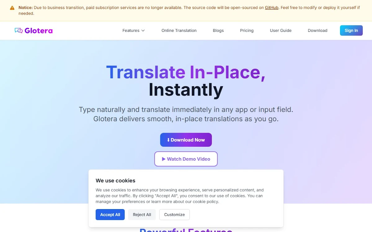 Captura de Glotera AI