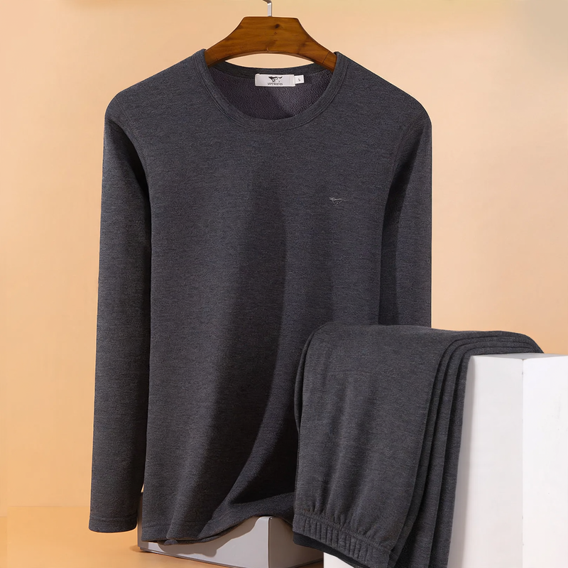 Men's thermal underwear set, padded, with stand-up collar
