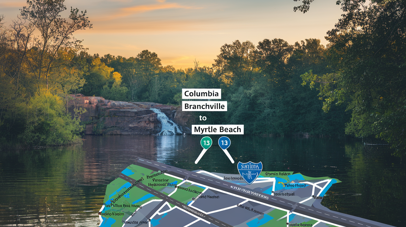 Miles from Columbia to Branchville to Myrtle Beach