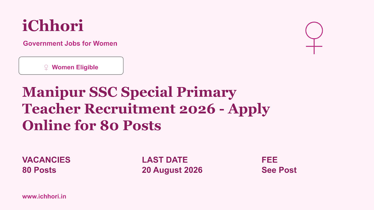 Manipur SSC Special Primary Teacher Recruitment 2026 - Apply Online for 80 Posts - iChhori