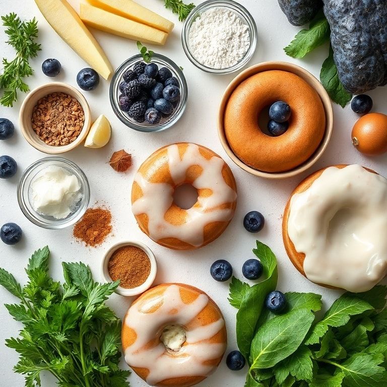 Ingredients for Easy Blueberry Cake Donuts with Sweet Vanilla Glaze – Quick & Homemade Treat