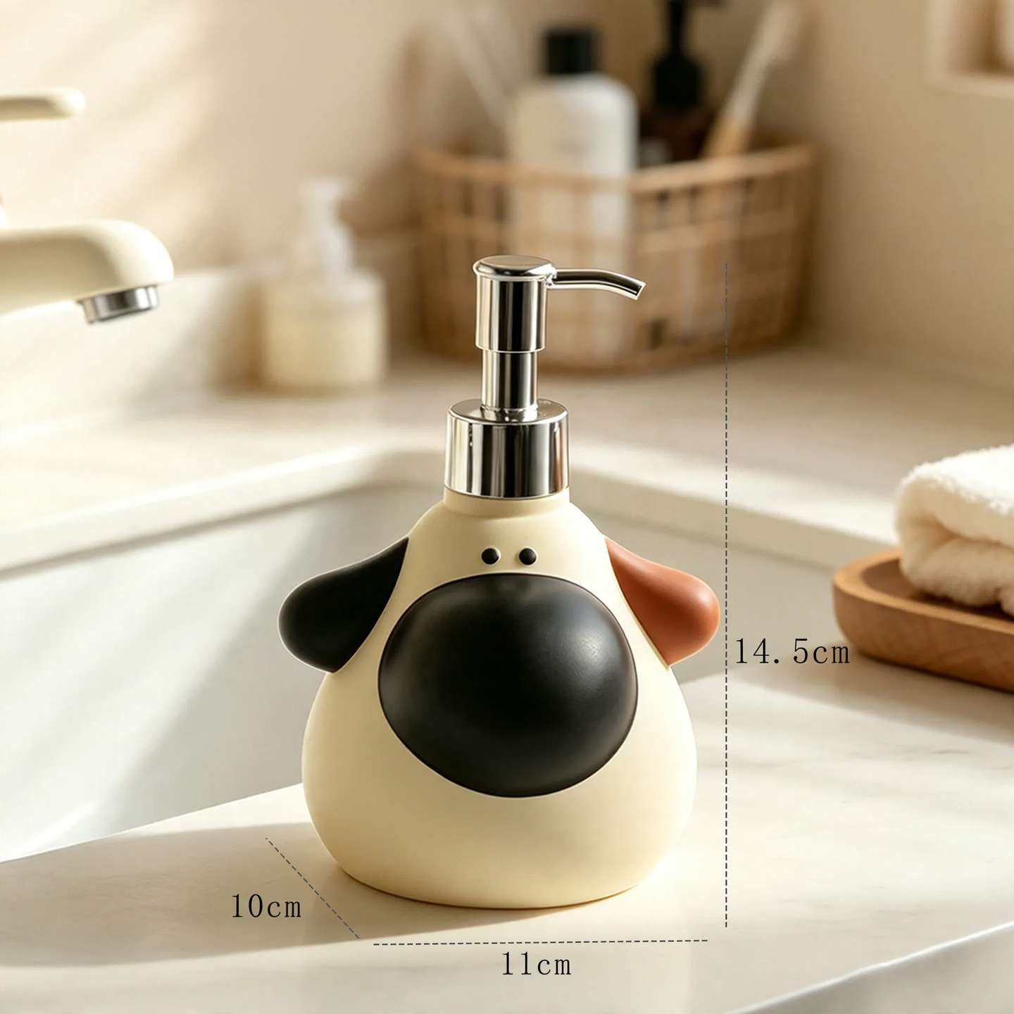 Soap dispenser dog with big nose, pump bottle
