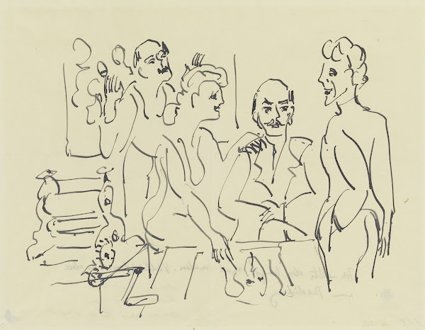 Emil Nolde Ada Nolde Erich Heckel und Ernst Ludwig Kirchner bei der Vorbereitung