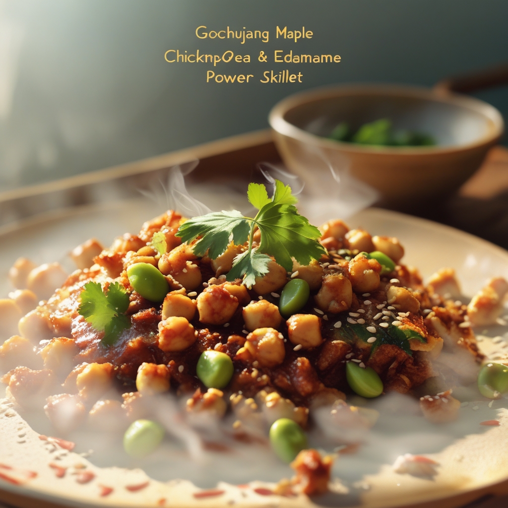 Gochujang Maple Chickpea & Edamame Power Skillet with Crispy Rice Crust
