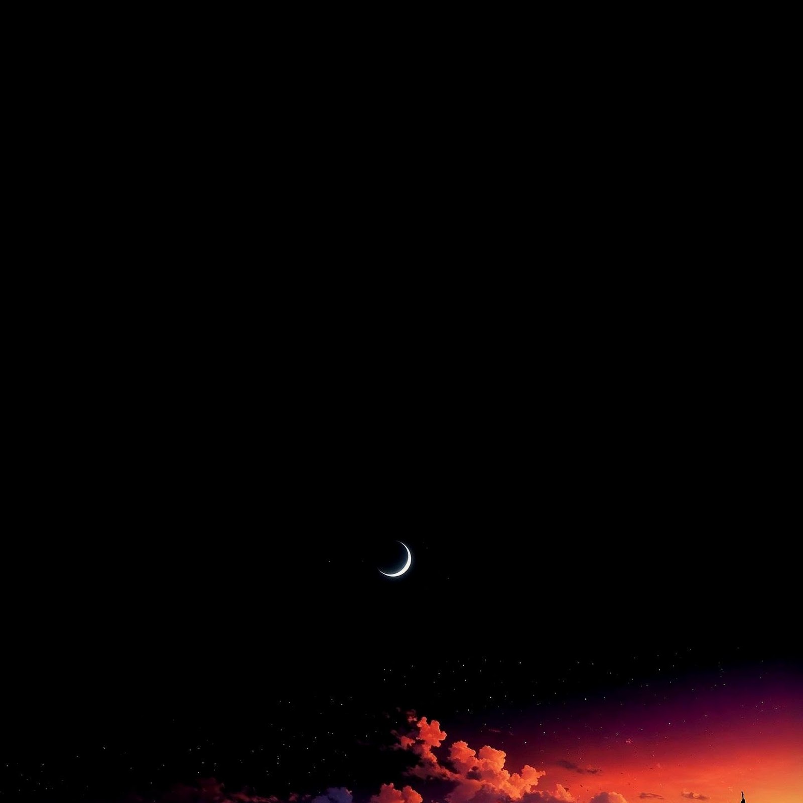 Download Crescent Moon Above Neon Sunset 2K iPhone