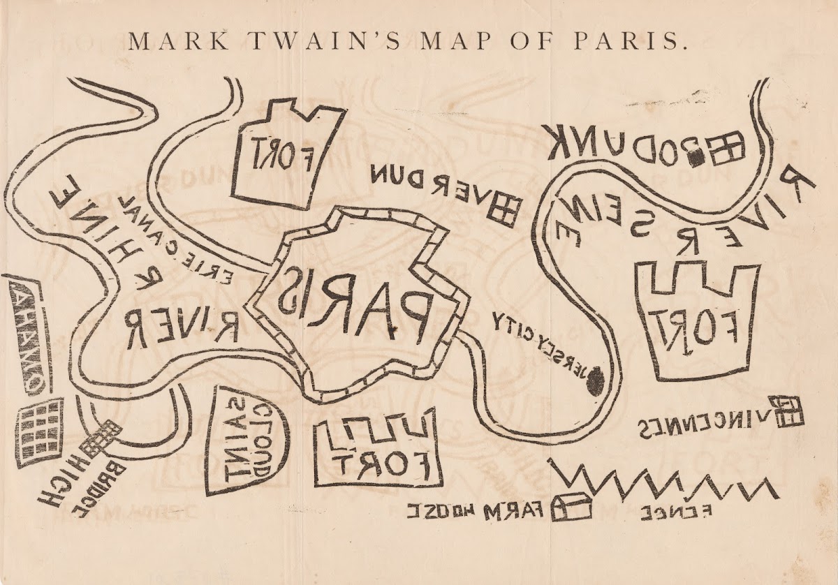 Mark Twains Map Of Paris 1870