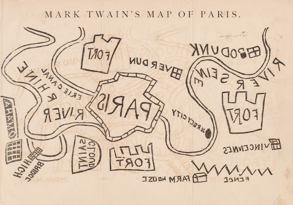 Mark Twains Map Of Paris 1870
