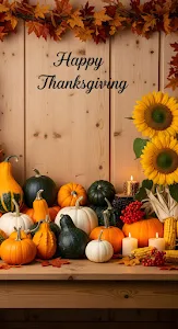 Rustic Thanksgiving Decor Pumpkins Sunflowers Wooden Wall