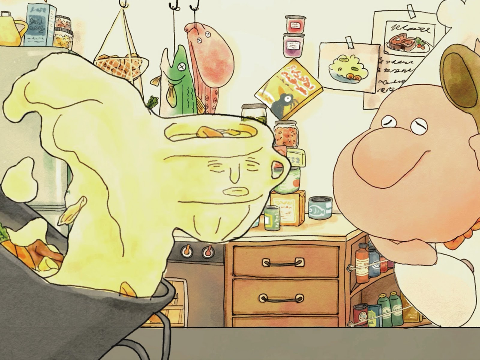 素材及び形状を変化させる誇張表現を用いた手描きアニメーションの制作