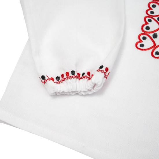 Shirt embroidered for girls Hearts 92s red/black