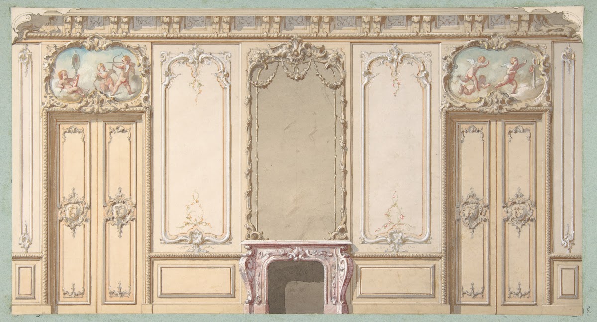 Elevation of a salon decorated in Louis XV style 19th Century