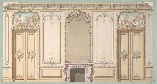 Elevation of a salon decorated in Louis XV style 19th Century