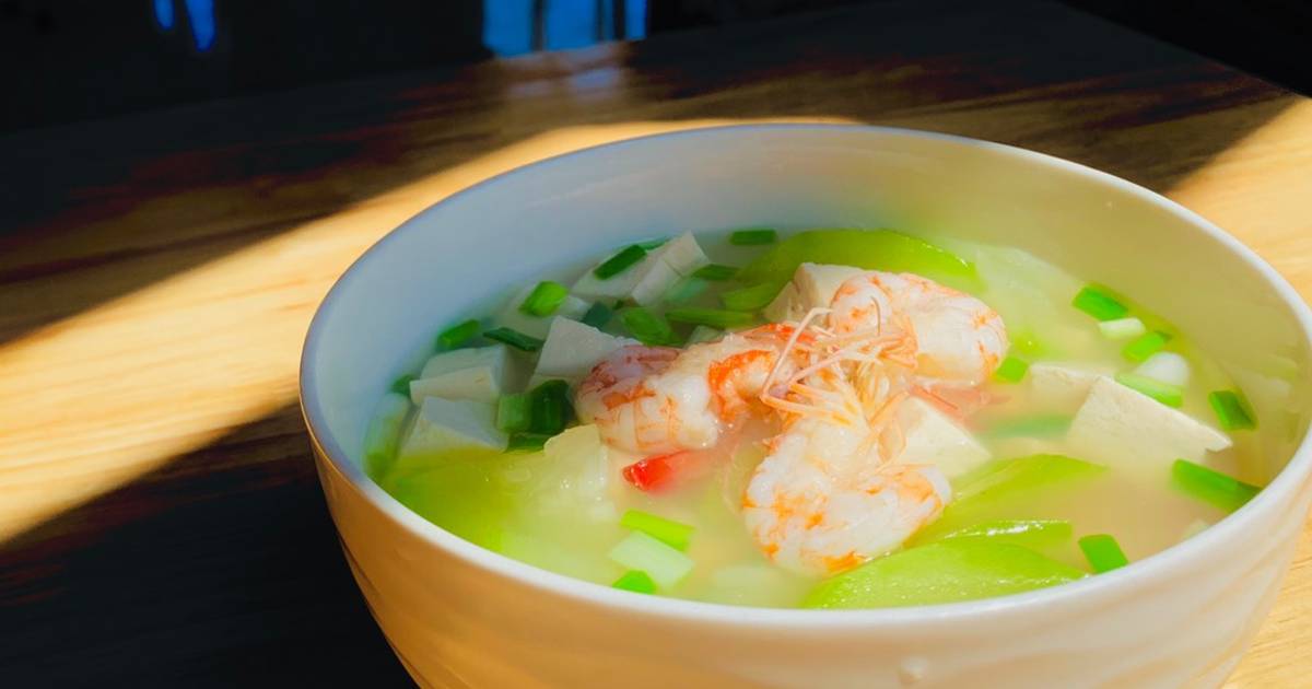 Canh bầu đậu phụ tôm
