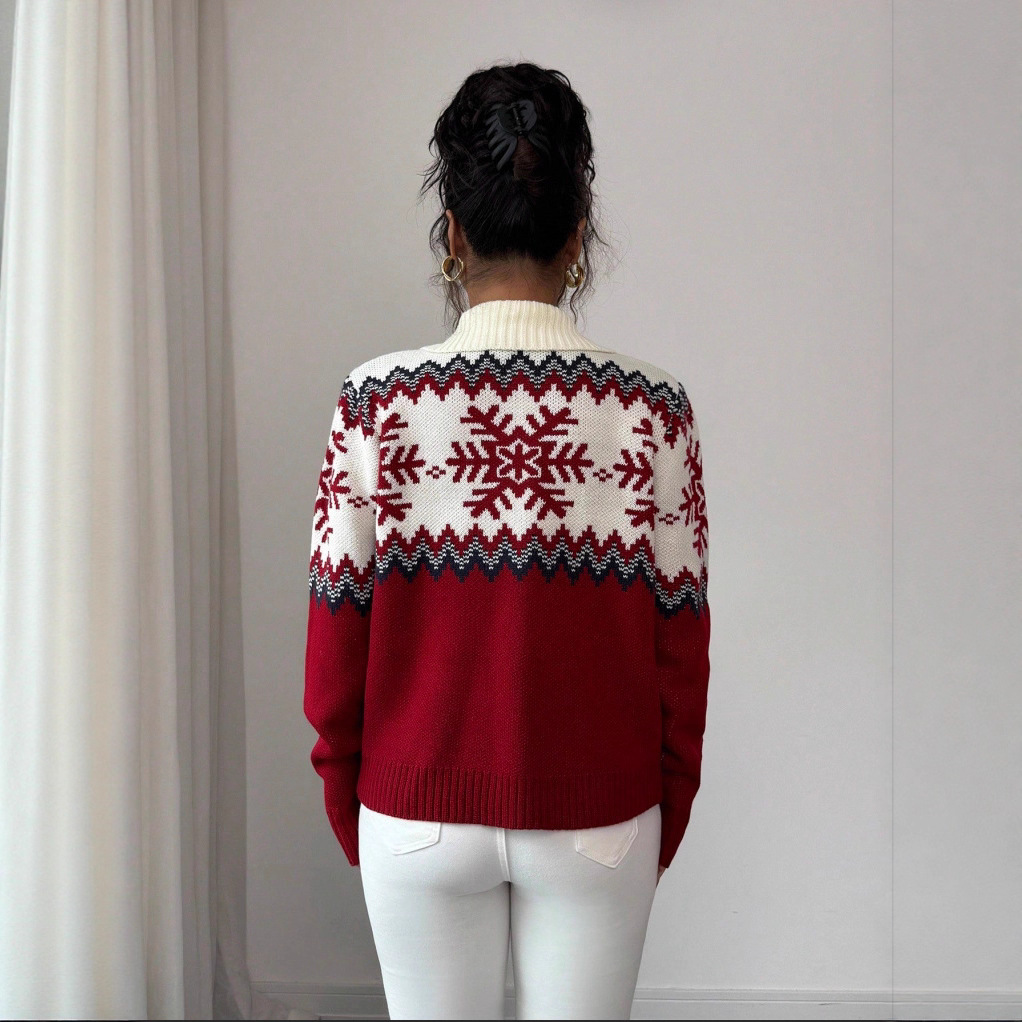 Fair-Isle Sweater with Zipper for Couples