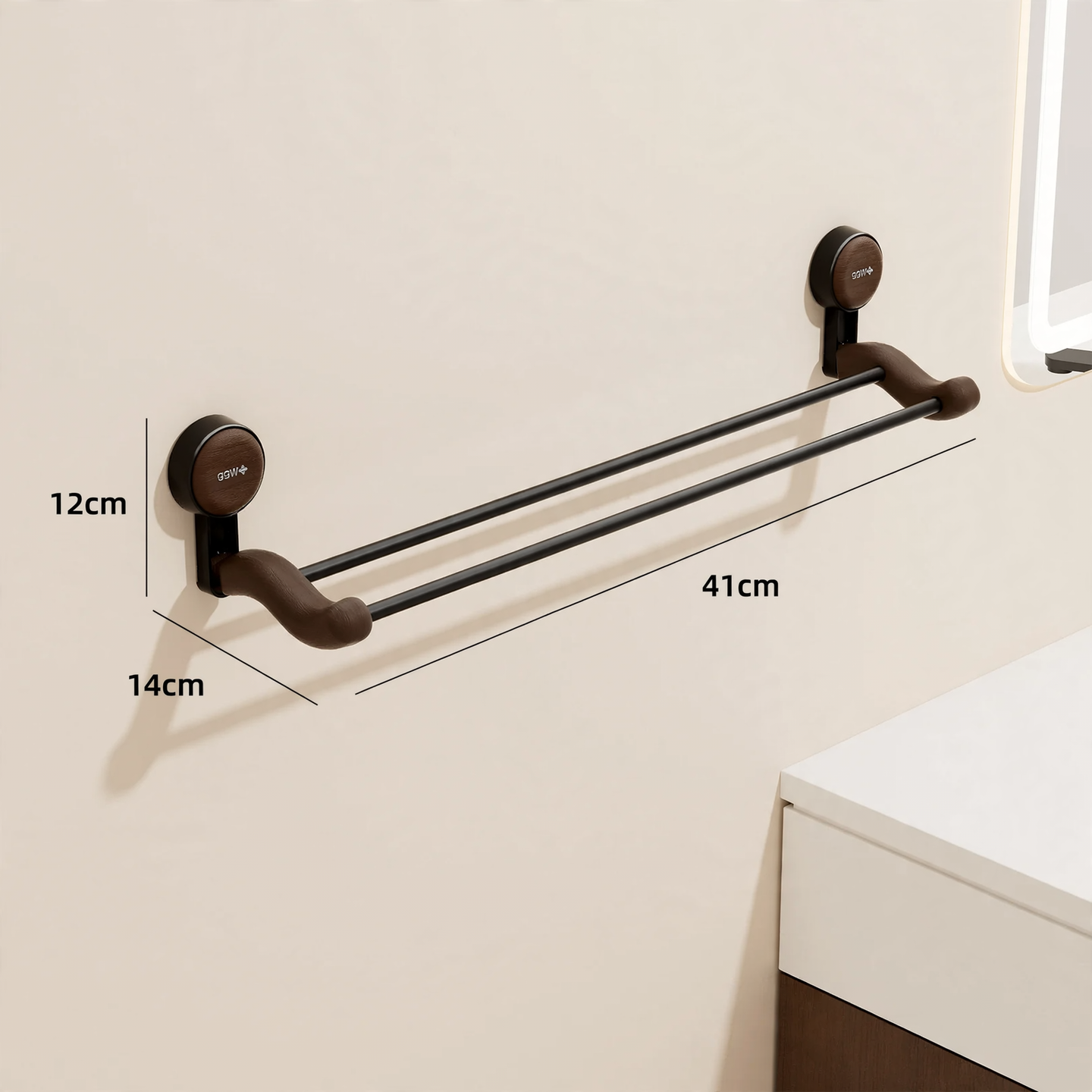 Suction cup towel holder, dual-layer, without drilling