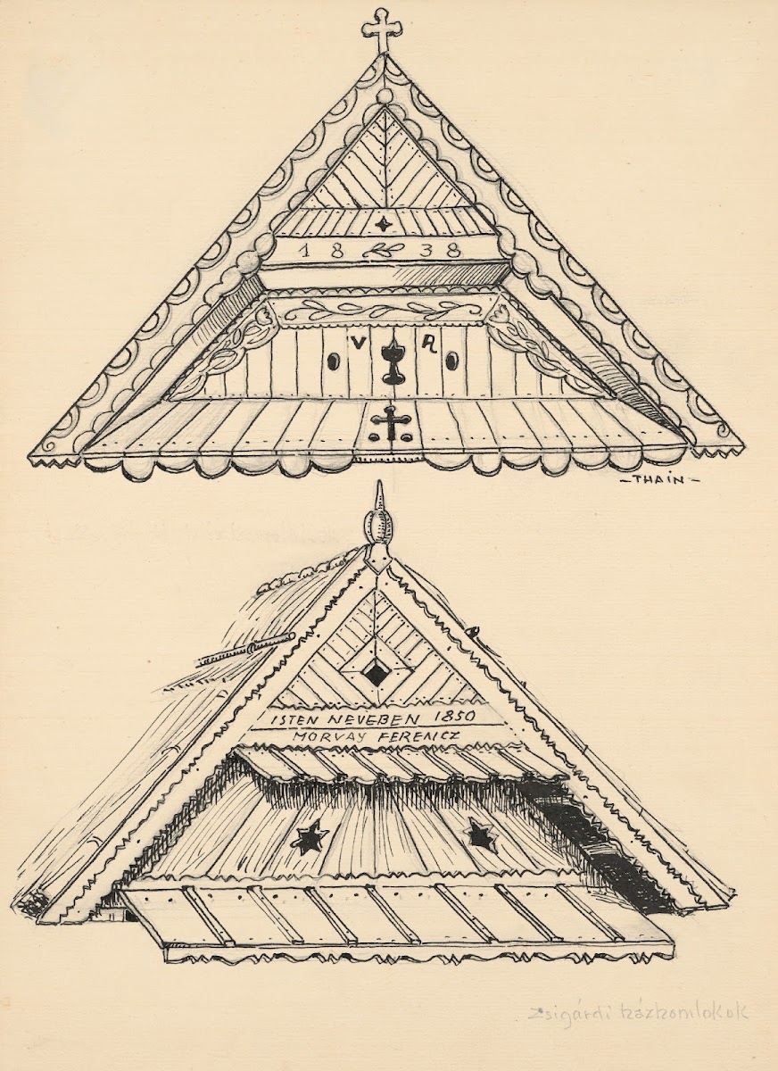 Vyrezávané štíty na domoch v Zsigárde 1925