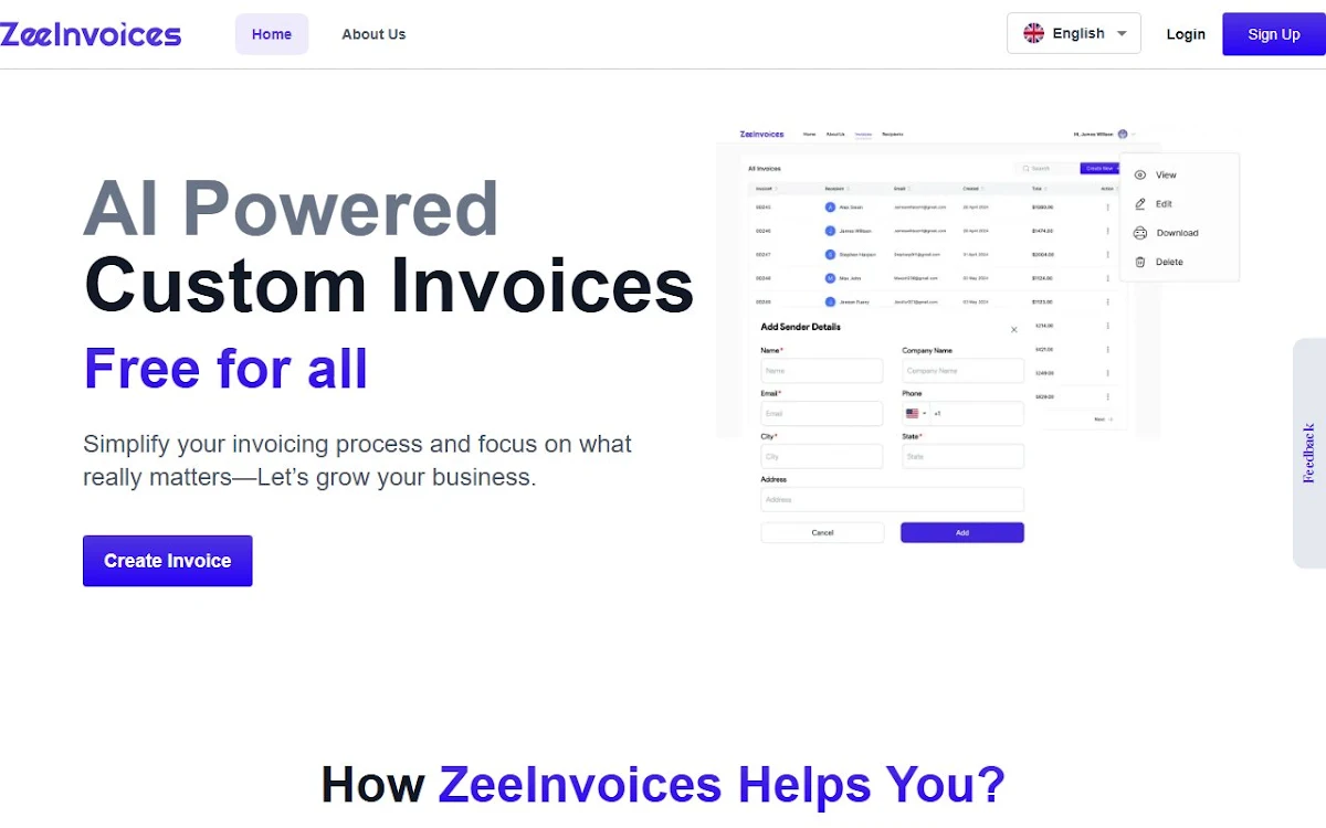 Captura de ZeeInvoices