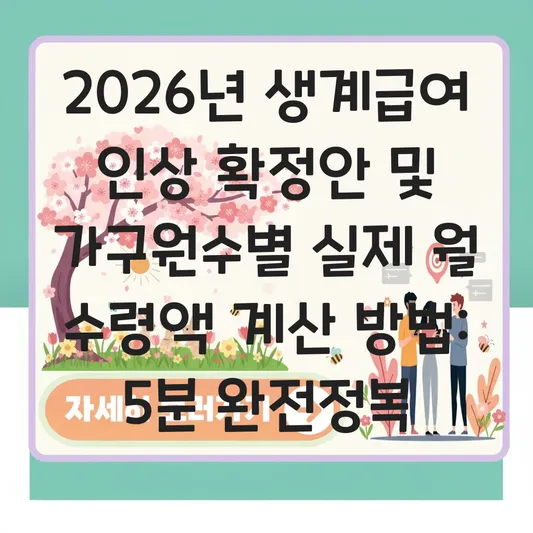 2026년 생계급여 인상 확정안 및 가구원수별 실제 월 수령액 계산 방법 대표 이미지