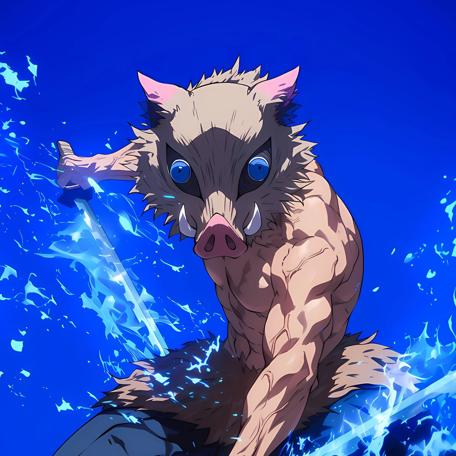 Download Inosuke, Demon Slayer, Anime, Swordsman 2K iPhone