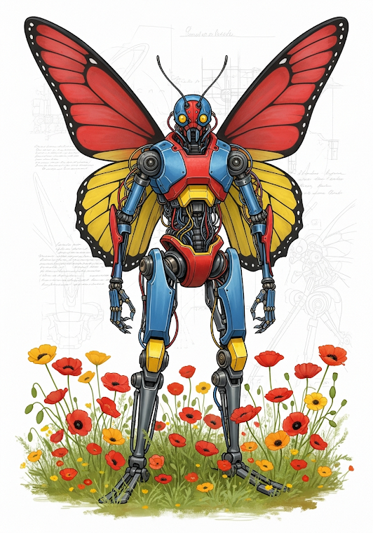 Mechanical Butterfly Robot with Flowers