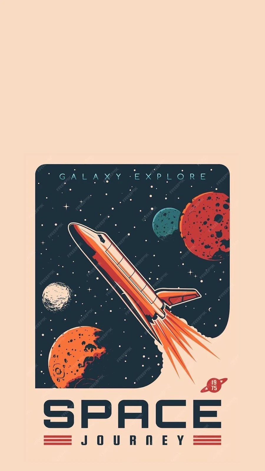 Retro Space Journey Poster - Vintage Poster Art Full HD iPhone Wallpaper (1080x1920)