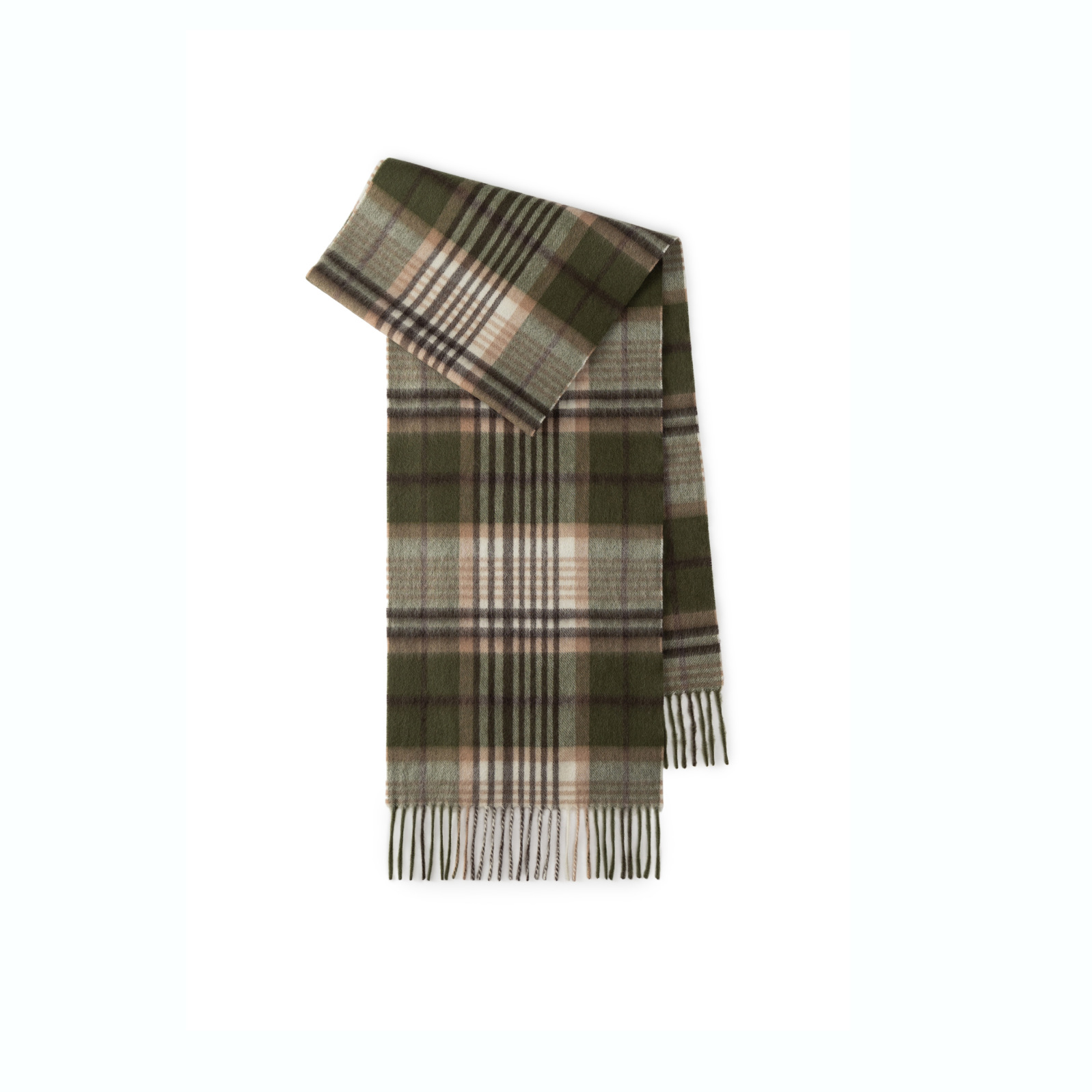 British wool scarf with fringes, checkered