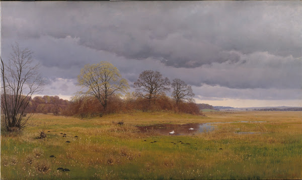 Forårslandskab med regnbyger Sydsjælland 1879