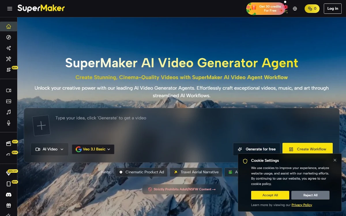 Captura de SuperMaker AI Video Generator